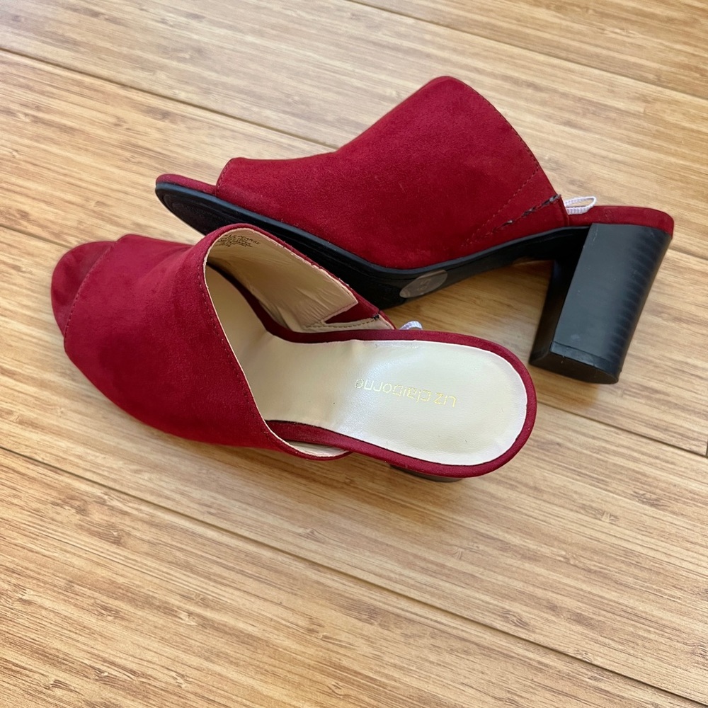 Red velvet heels / sandals never worn outside